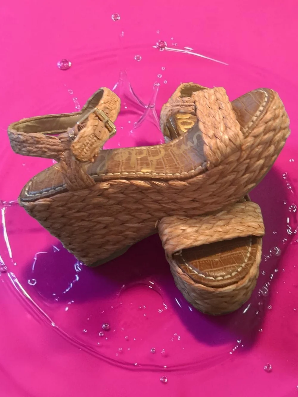 Sam Edelman wedge sandals braided raffia upper & platform Women's Shoes Size 7